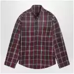 Balenciaga Burgundy plaid cotton-blend flannel zip shirt