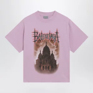 Balenciaga Women's Sacré Cœur T-shirt in jersey, old pink