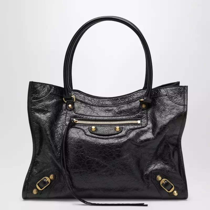 852609210F6_S_BALEN-1000.a Balenciaga Le City small lambskin leather tote bag in black