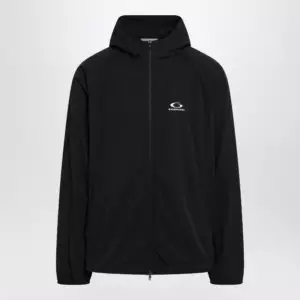 Balenciaga Technical hooded track jacket in polyamide, black