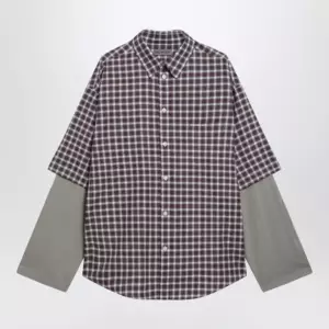 Balenciaga Wrong Sleeve shirt in red/navy check poplin