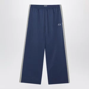 Balenciaga Washed technical satin track pants in marine blue