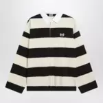 Balenciaga Striped jersey polo shirt in cotton, brown