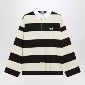 Balenciaga Striped jersey polo shirt in cotton, brown