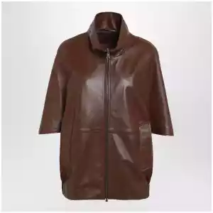 Balenciaga Cooon bomber jacket in lamb leather, castor