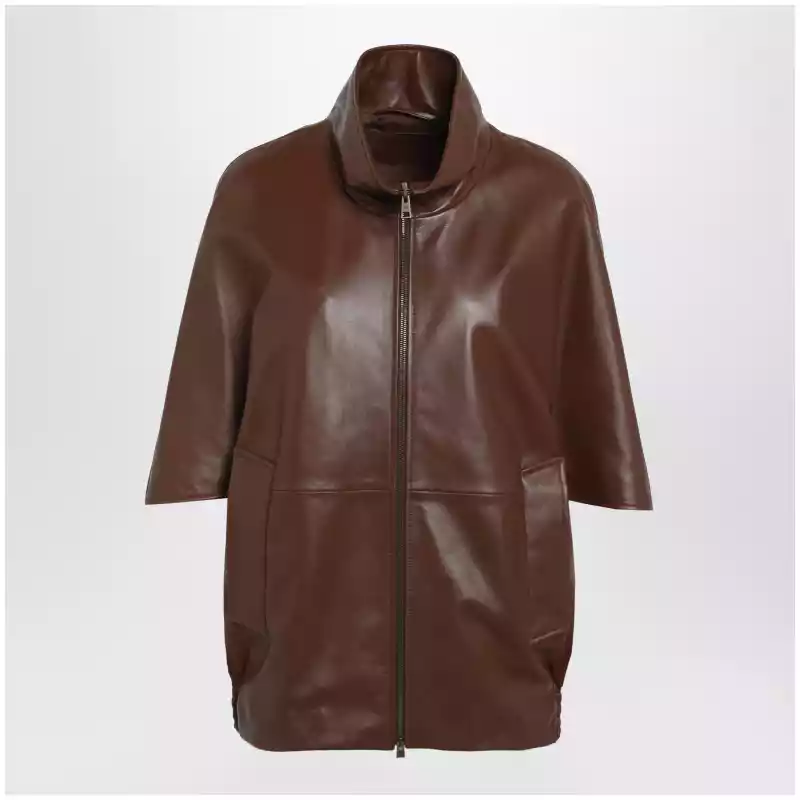 Balenciaga Cooon bomber jacket in lamb leather, castor
