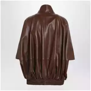 Balenciaga Cooon bomber jacket in lamb leather, castor
