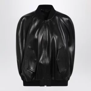 Balenciaga Black leather bomber jacket