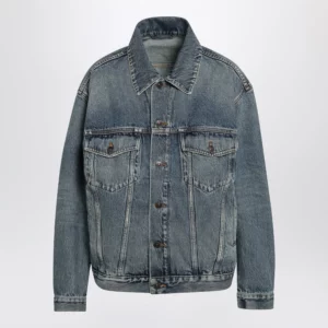 Balenciaga Kick cotton denim jacket in dirty vintage blue