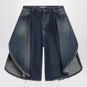 Balenciaga Tulipano women's denim bermuda shorts in Dark Ocean