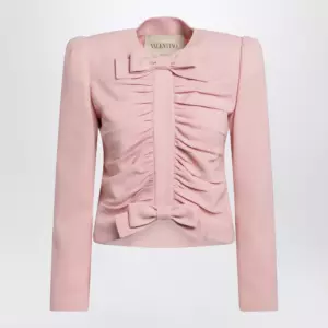 Valentino Cropped jacket in crispy light wool, Liberty Rose