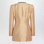 Valentino Pea coat in shantung in melon/black