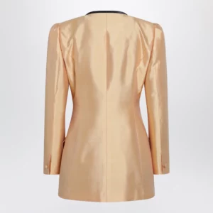 Valentino Pea coat in shantung in melon/black