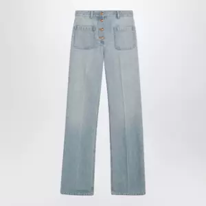 Valentino Straight-leg cotton denim jeans in light blue