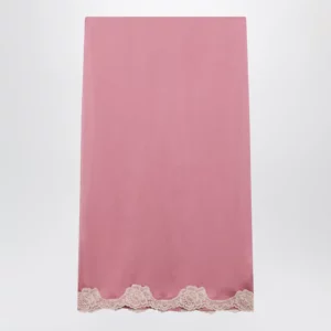 Valentino Pink cady midi skirt with lace details