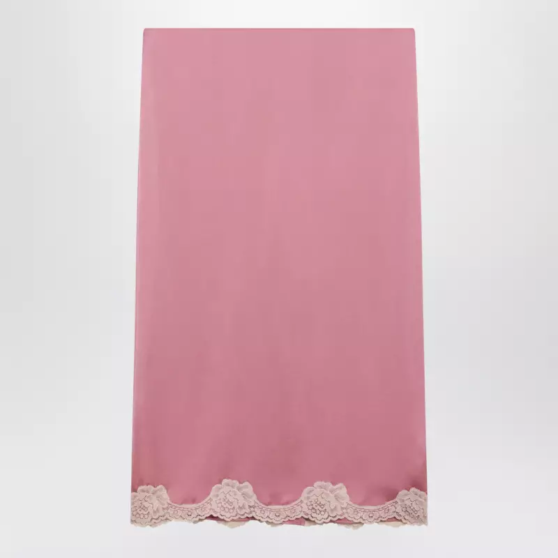 Valentino Pink cady midi skirt with lace details