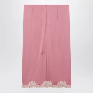 Valentino Pink cady midi skirt with lace details