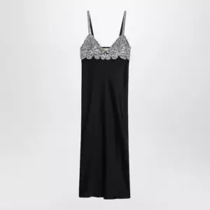 Valentino Black midi dress with lace and crystals