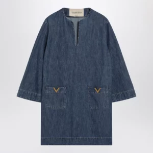Valentino Denim mini dress with V Gold details
