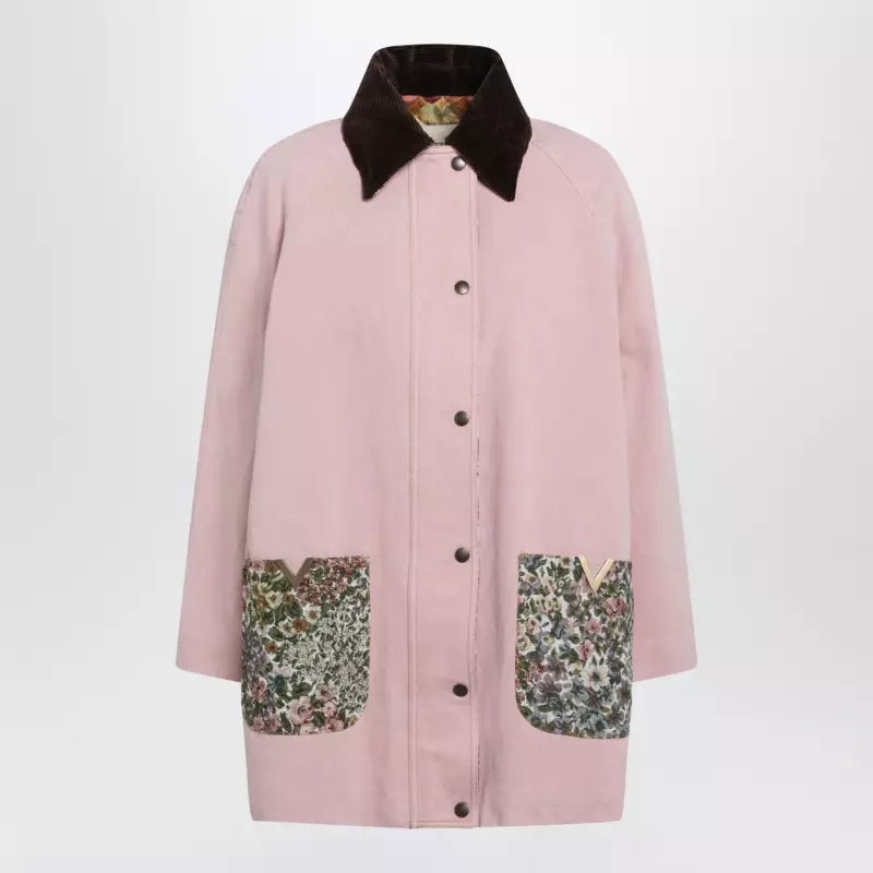 Valentino Pink denim caban jacket