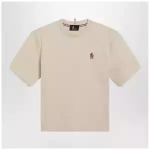 Moncler Grenoble White cotton-blend T-shirt with logo patch