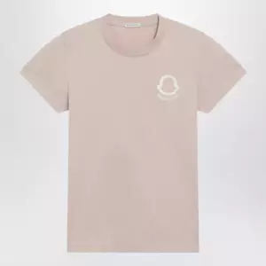 Moncler Pink T-shirt with logo embroidery