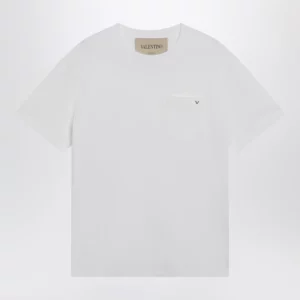 Valentino White cotton T-shirt with VGold