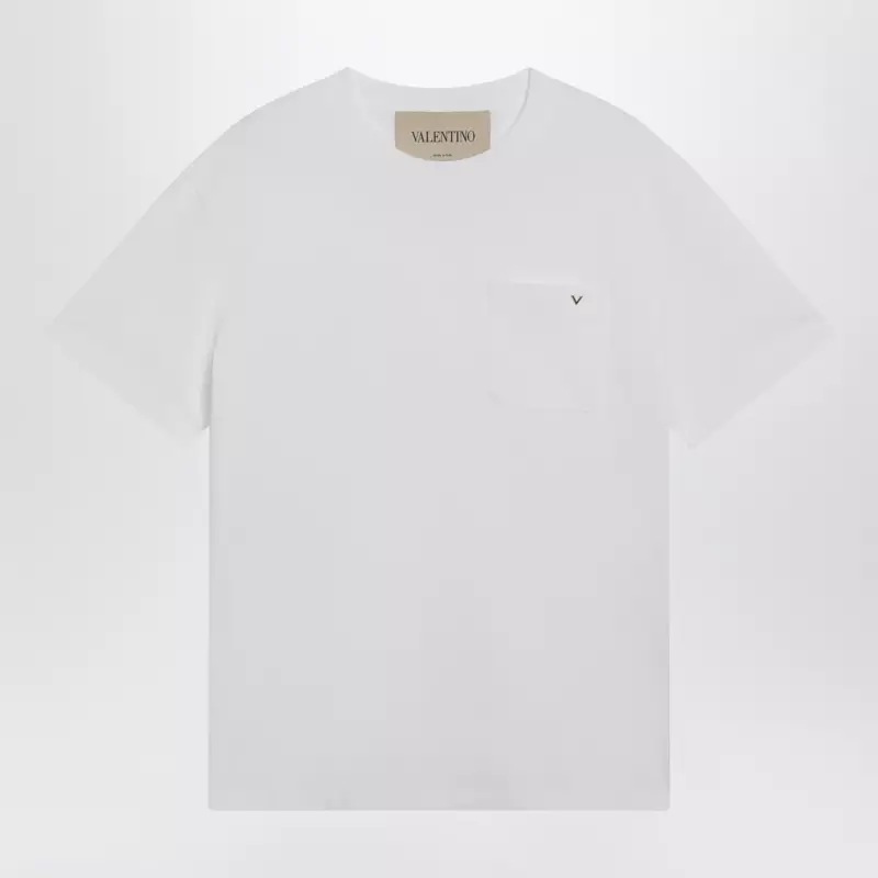 Valentino White cotton T-shirt with VGold