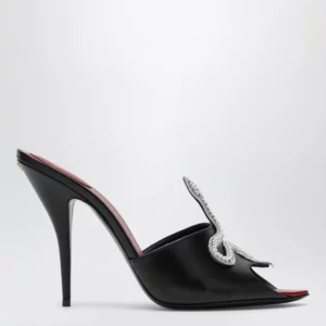 Valentino Garavani Black Coeur Vipère slide sandals in goatskin