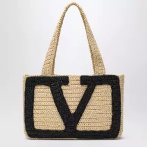 Valentino Garavani Viva Superstar Crochet medium natural/black bag