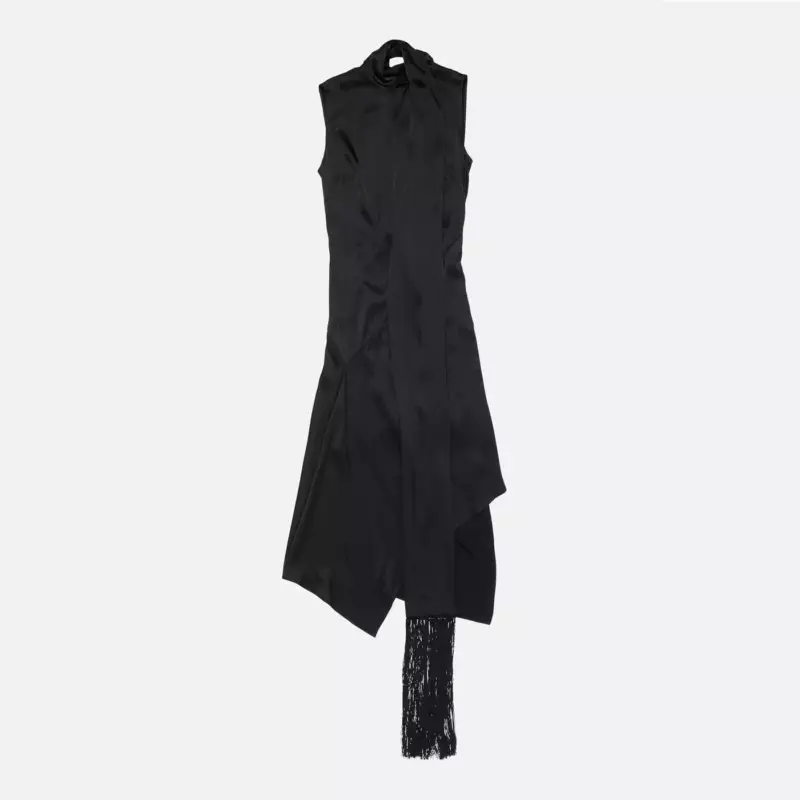 Acne Studios Black satin dress with scarf