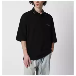 AMIRI Black oversize cotton polo shirt
