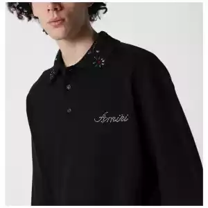 AMIRI Black oversize cotton polo shirt