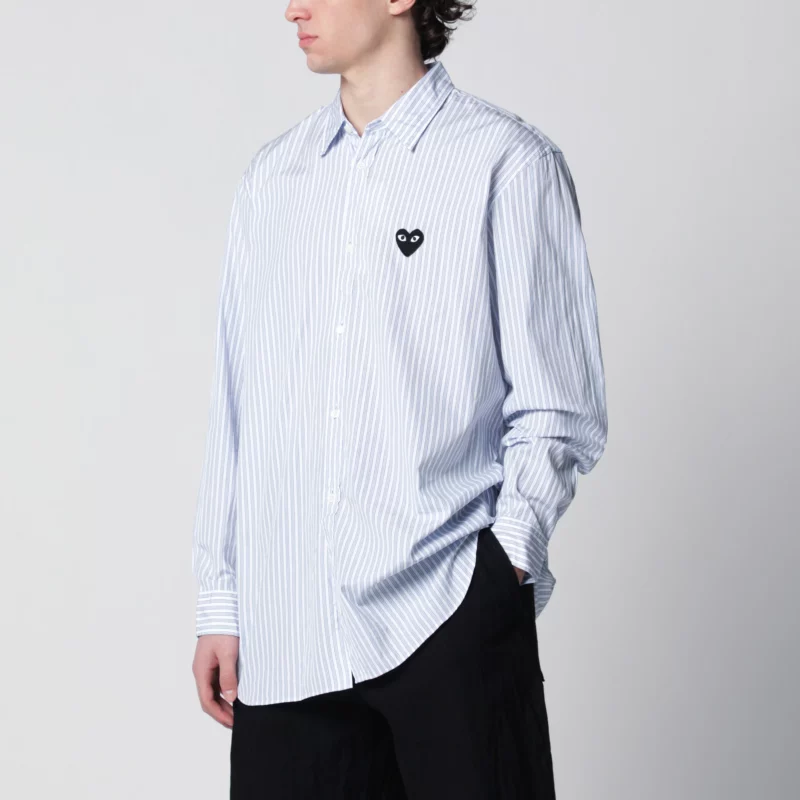 AXB020051CO_S_COMME-ST.a Comme des Garçons Shirt Light blue striped cotton shirt
