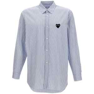 Comme Des Garçons Play Logo Patch Striped Shirt