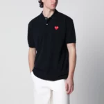 Comme des Garçons Shirt Red Heart polo shirt in navy blue cotton