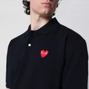Comme des Garçons Shirt Red Heart polo shirt in navy blue cotton