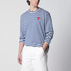 Comme des Garçons Shirt Navy/white striped cotton long-sleeve top