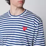 Comme des Garçons Shirt Navy/white striped cotton long-sleeve top