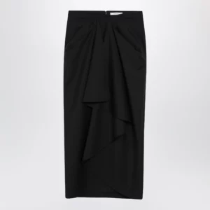 Givenchy Draped skirt in black wool and mohair