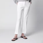PT Torino Mid-rise flared cotton trousers in white