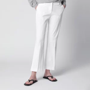 PT Torino Mid-rise flared cotton trousers in white