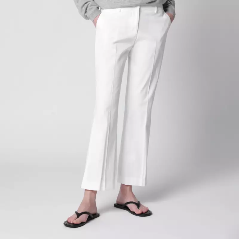 CDVSJAZ00STDDX18_S_PT0F-0010.a PT Torino Mid-rise flared cotton trousers in white