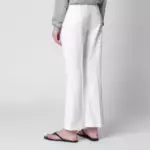 PT Torino Mid-rise flared cotton trousers in white