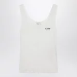 Chloé White ribbed tank top with logo