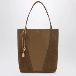 Chloé Spin tote bag in leather and suede khaki