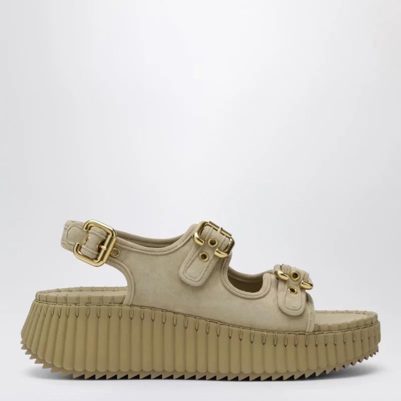 Chloé Nama wedge sandals in sand