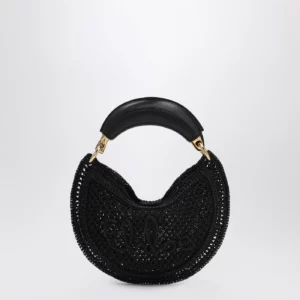 Chloé Mini Summer Banana hobo bag in black crochet with leather details