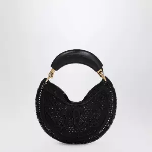 Chloé Mini Summer Banana hobo bag in black crochet with leather details