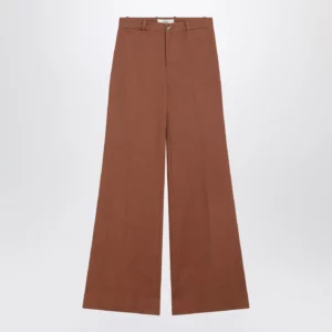 Chloé Flared cotton trousers in nougat colour